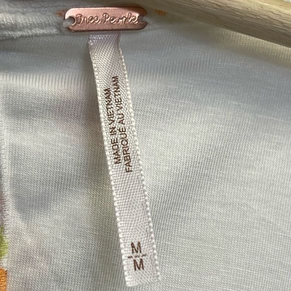 Free People Celia Mini Dress Size Medium Floral Long Bell Sleeves White Short - Picture 9 of 10